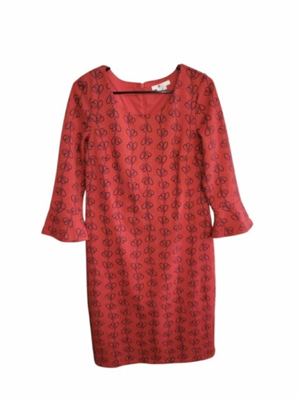 Boden Newlyn Jersey Jacquard Dress Cotton Blend Red & Navy Sz 8L - Picture 2 of 16